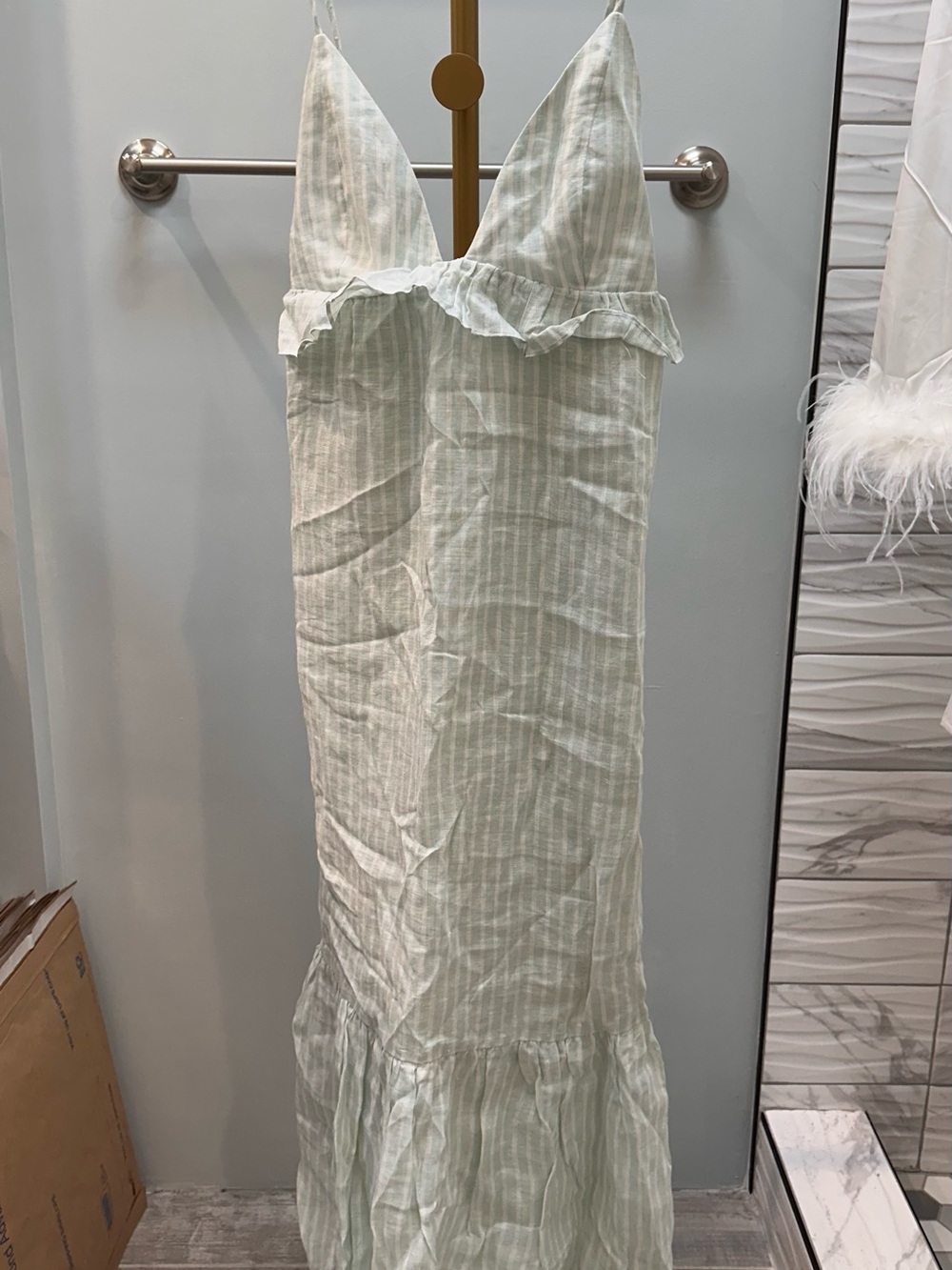 sundays Light Blue and White Striped Maxi Dress - Picture 4 of 8